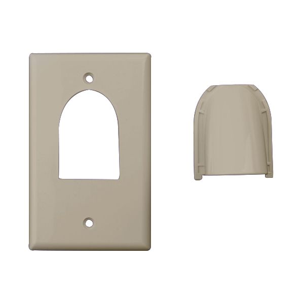 Custom Two-Piece Bulk Cable Wall Plates- Single & Almond