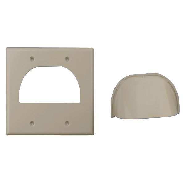 Custom Two-Piece Bulk Cable Wall Plates- Dual & Almond