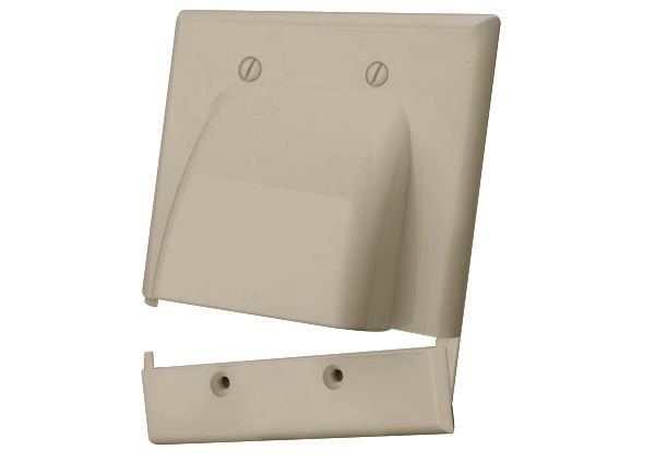 Hinged Bulk Cable Wall Plates- Dual & Almond