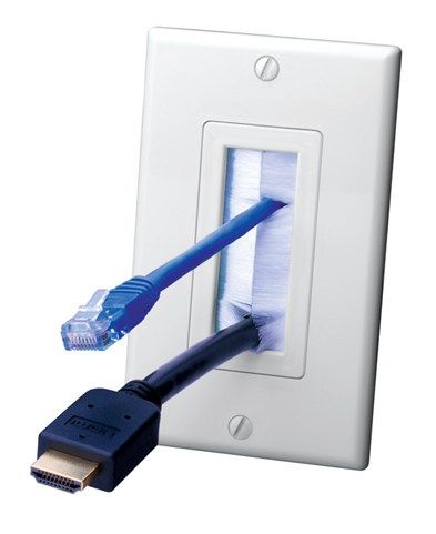 Decor Style Brush Bulk Cable Wall Plates- Single & White