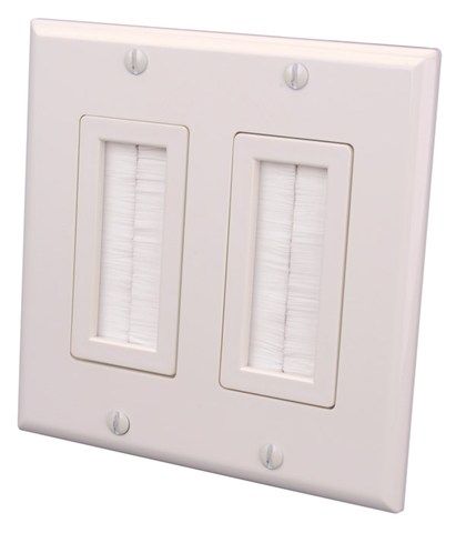 Decor Style Brush Bulk Cable Wall Plates- Dual & Almond