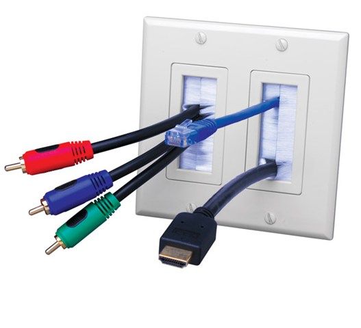 Decor Style Brush Bulk Cable Wall Plates- Dual & Almond