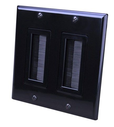Decor Style Brush Bulk Cable Wall Plates- Dual & Black