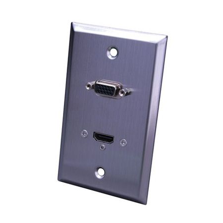 Stainless Steel HDMI + S-VGA Wall Plate