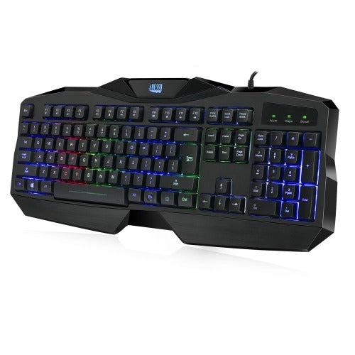 Adesso Gaming Keyboard Wired Illuminated LED Backlight Water Resistant PC - Black