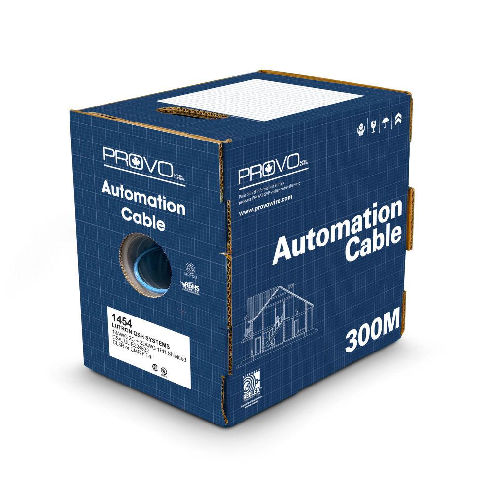 Provo Lutron QS Cable 16-2c STR + 22-1pr STR FL SH CSA CMG FT4 UL RoHS – Blue w/Orange Stripe JKT