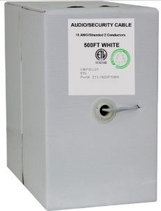 16AWG 2 Conductor Speaker Wire Plenum Rated 500\' White