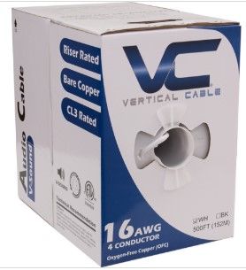 Speaker Wire, 16-4  FT4 - 500ft  White