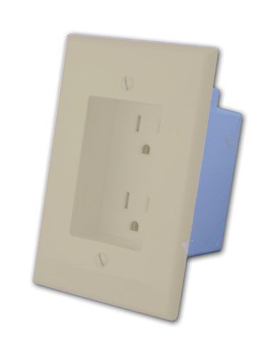 Rapid Link Power - Recessed AC Duplex Outlet Plate- Almond