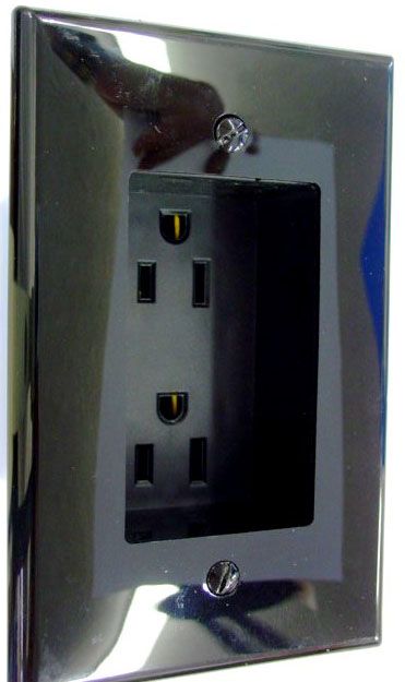 Rapid Link Power - Recessed AC Duplex Outlet Plate- Black
