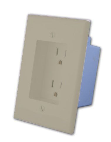 Rapid Link Power - Recessed AC Duplex Outlet Plate- Ivory