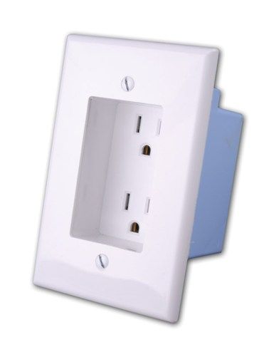 Rapid Link Power - Recessed AC Duplex Outlet Plate- Black