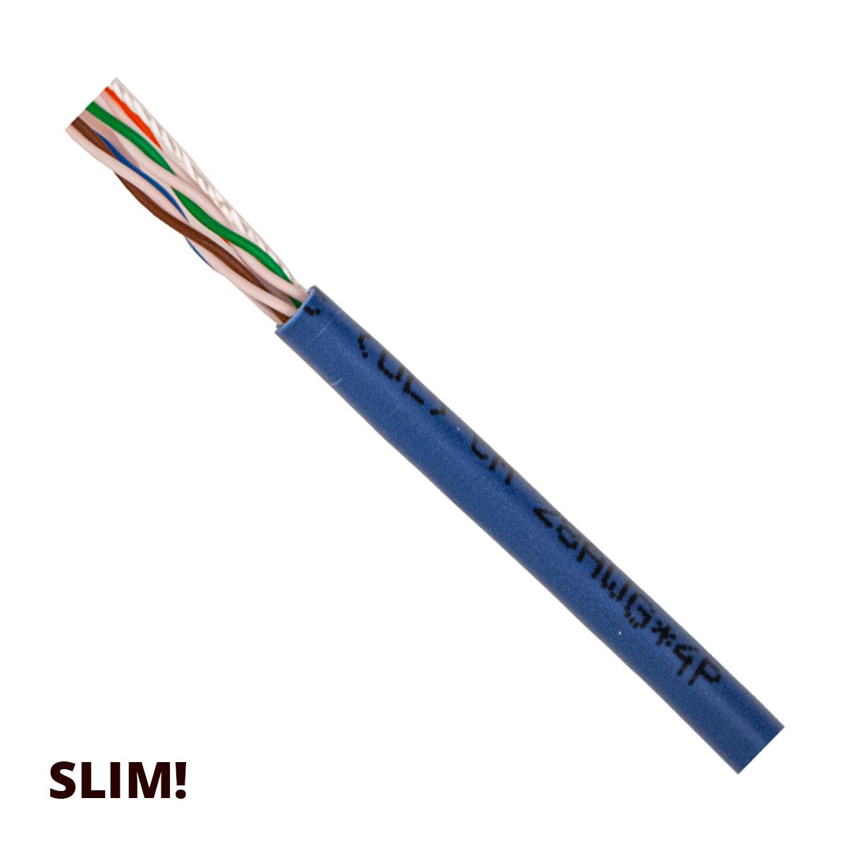 CAT6A - SLIM 28-4 Stranded Bare Copper, 1000ft PullBox, Blue