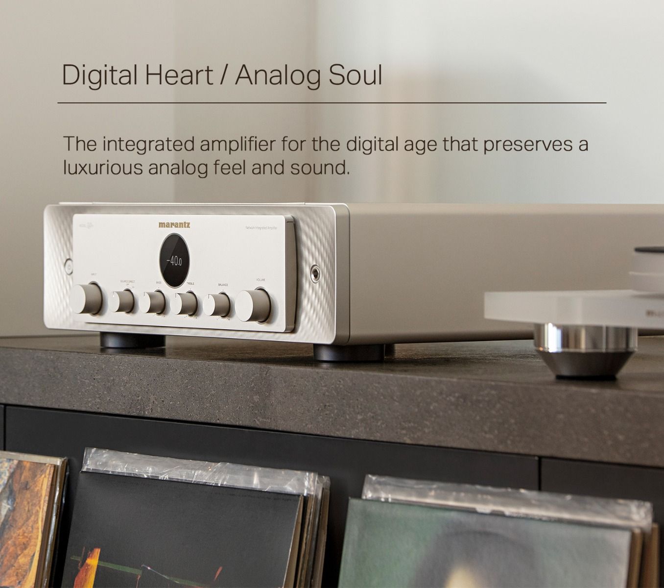2x70w - Integrated Stereo Amp with Heos & Phono, Silver-Gold
