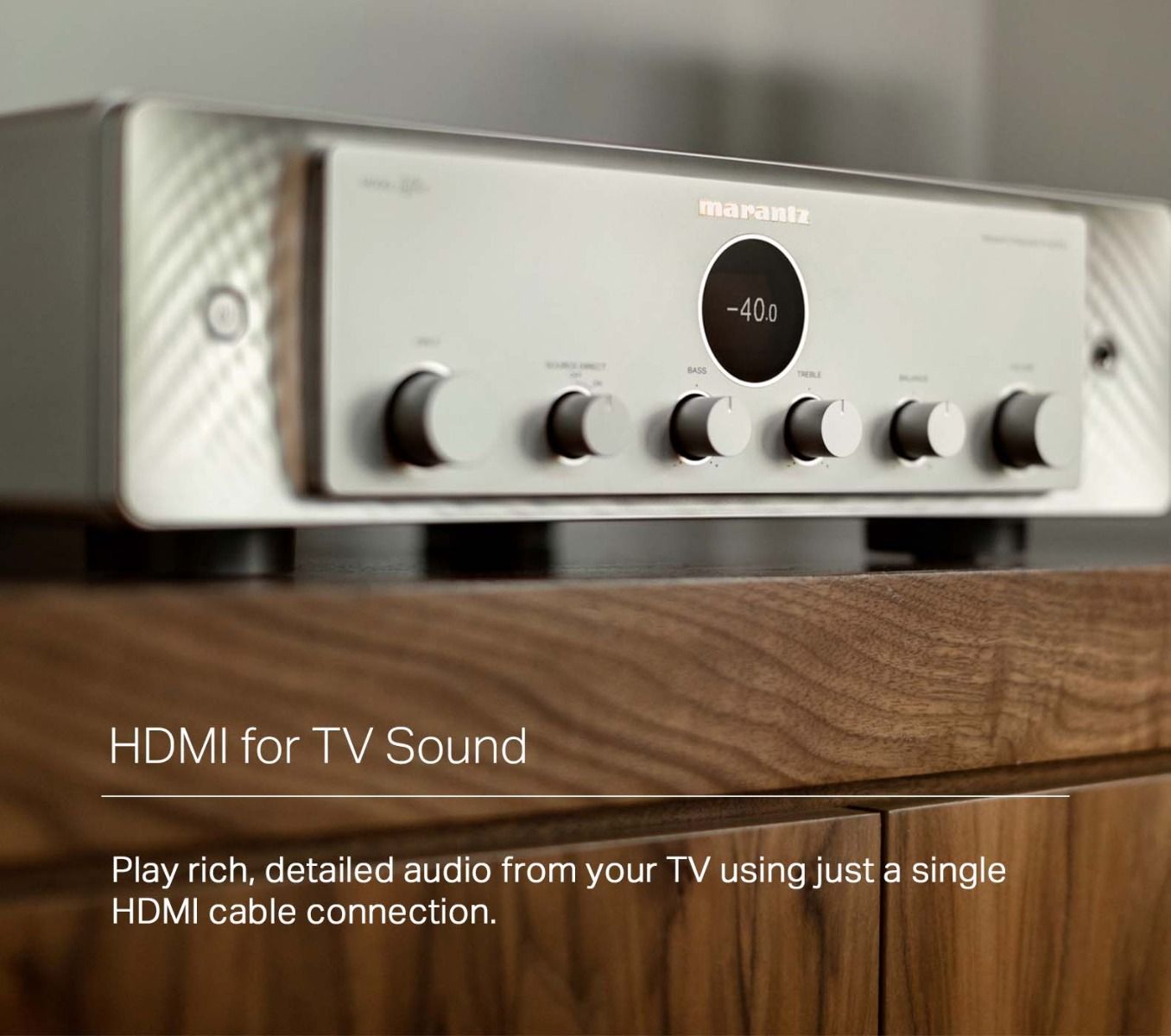 2x70w - Integrated Stereo Amp with Heos & Phono, Silver-Gold