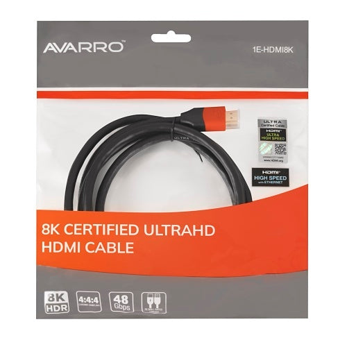 AVARRO 1E-HDMI8K6 Certified Ultra High Speed 8K at 60Hz HDMI Cables with Ethernet, 6\'