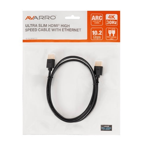 AVARRO 1E-SLIM4K10 Ultra Slim 4K60 HDMI High Speed Cable with Ethernet, 10\'