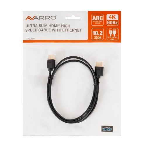 AVARRO 1E-SLIM4K1 Ultra Slim 4K60 HDMI High Speed Cable with Ethernet, 1.5\'