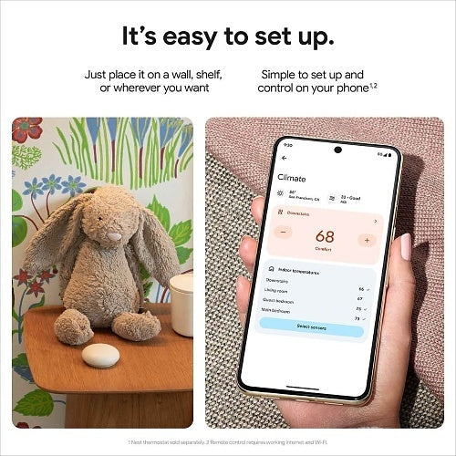 Google Nest Temperature Sensor (2nd Gen), Porcelain (GA05177-US)