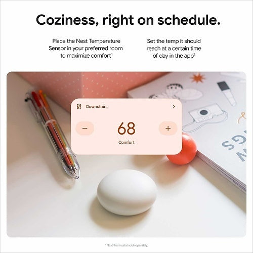 Google Nest Temperature Sensor (2nd Gen), Porcelain (GA05177-US)