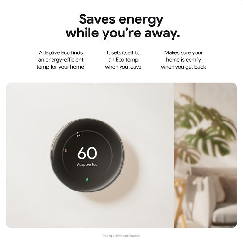 Google Nest Learning Thermostat (4th Gen) with Nest Temperature Sensor, Polished Obsidian (GA05560-US)