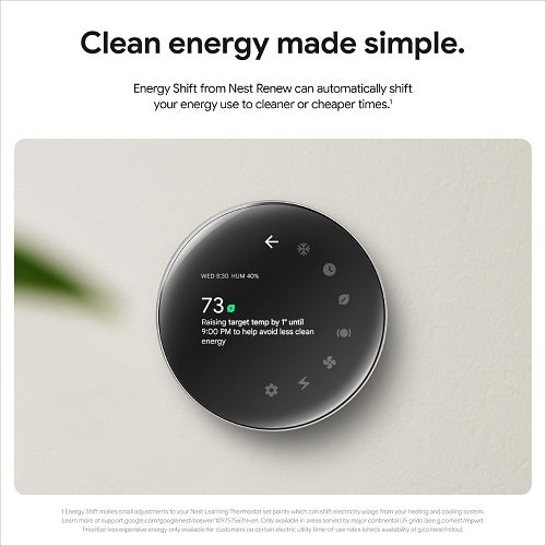 Google Nest Learning Thermostat (4th Gen) with Nest Temperature Sensor, Polished Obsidian (GA05560-US)