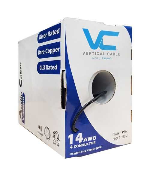 Speaker Wire, Builder Grade 14-4, 500pi. (41 Strand), Black
