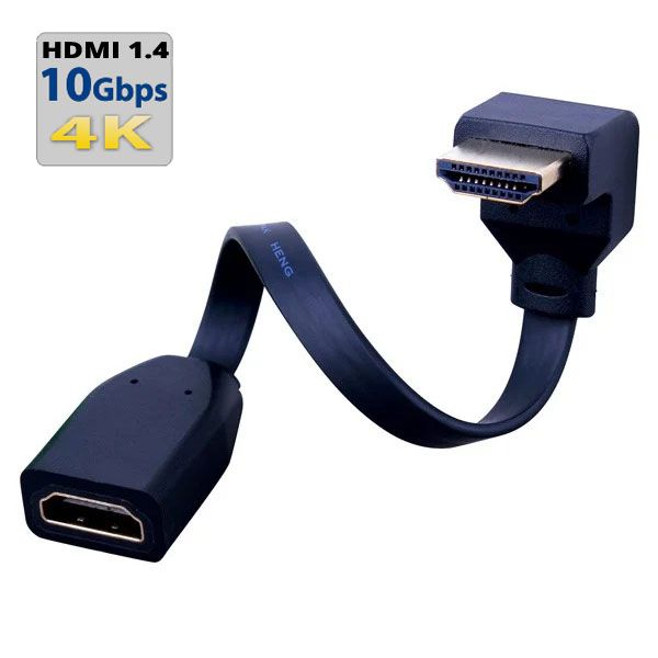 Right Angle Super Flex Flat HDMI Male to Female - 6 inch
