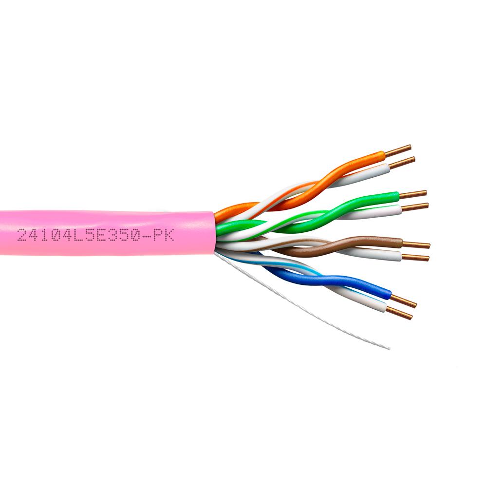Provo CAT5E UTP Cable 24-4pr SOL BC UNSH 350MHz CMR ETL FT4 RoHS – Pink JKT