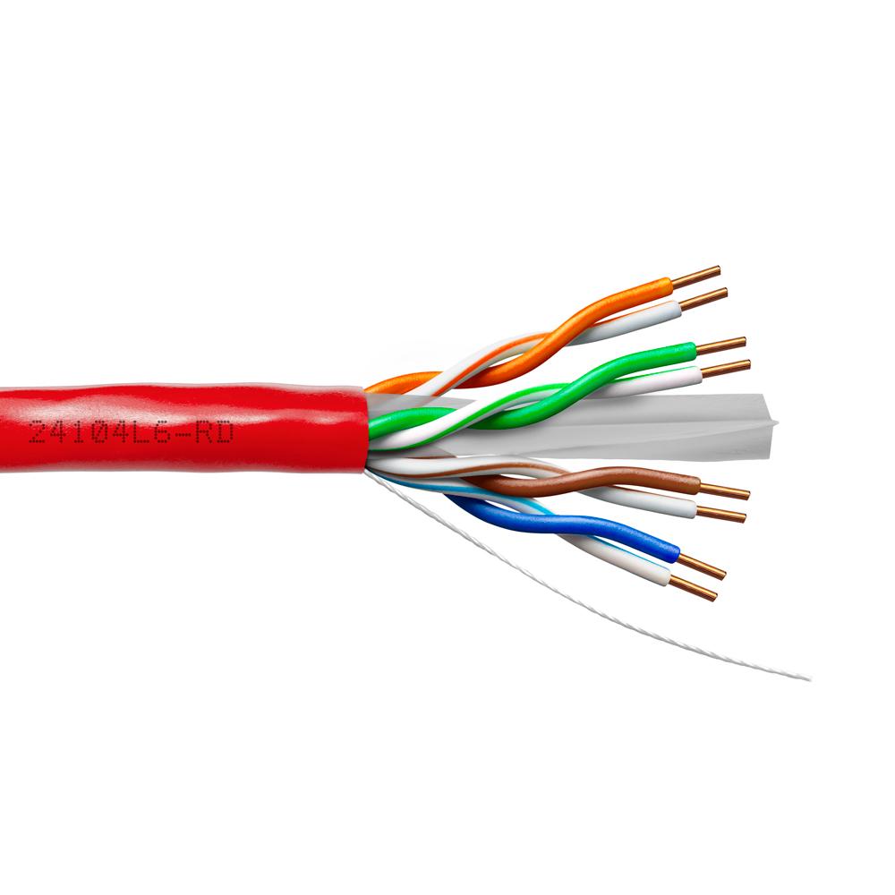 Provo CAT6 UTP Cable 23-4pr SOL BC UNSH 550MHz CMR ETL FT4 RoHS – Red JKT