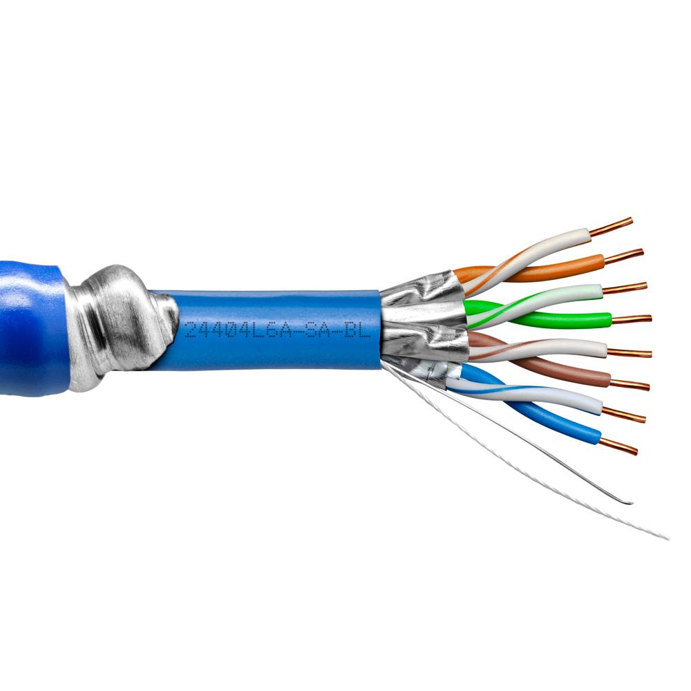 Provo CAT6A STP Cable 23-4pr SOL BC FL SH AIA 500MHz CMR ETL FT4 UL RoHS – Blue JKT
