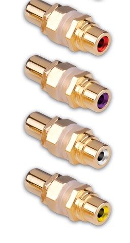Gold Plated RCA Jack to RCA Jack Bulkhead Connectors- Black