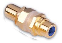 Gold Plated RCA Jack to RCA Jack Bulkhead Connectors- Blue