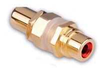 Gold Plated RCA Jack to RCA Jack Bulkhead Connectors- Red