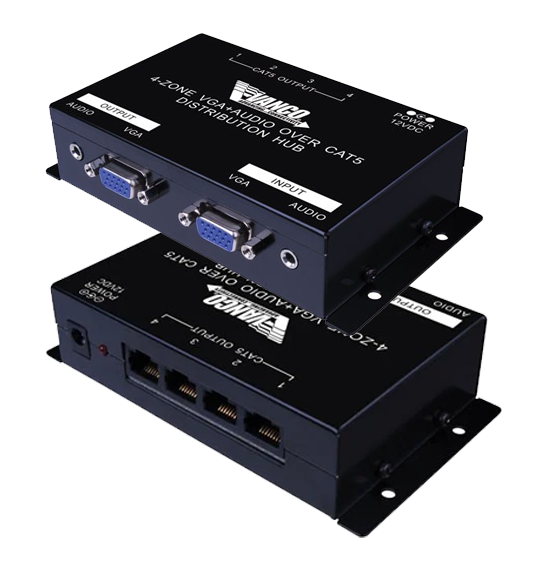 4 Zone VGA+ Audio Over Cat5E-Cat6 Distribution System- Distr
