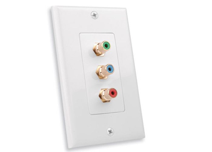 Decor wallplate triple RCA R-G-B BLANC