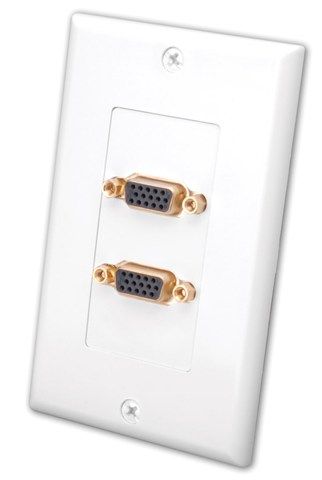 Slim Line S-VGA Wall Plates- Dual & White