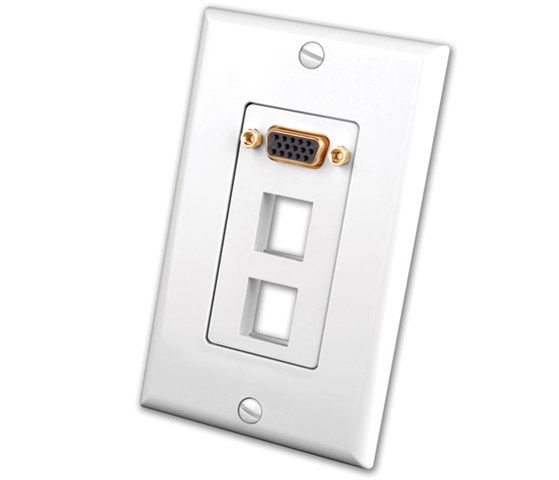 S-VGA Wall Plate Insert with Dual Keystone Openings- White