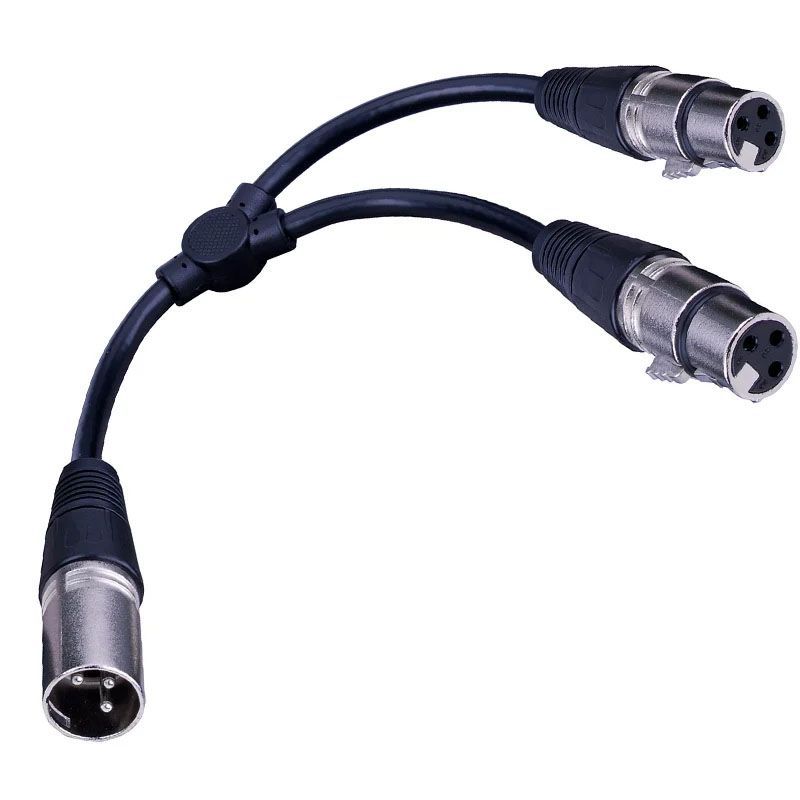 XLR Male Plug to 2-Female XLR Jacks Y-Adapter