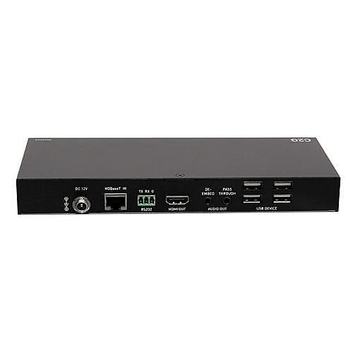 C2G C2G30020 HDMI HDBaseT 3.5mm, USB-A and RS232 over Cat Audio De-Embedding Extender Box Receiver, 4K 60Hz,Black