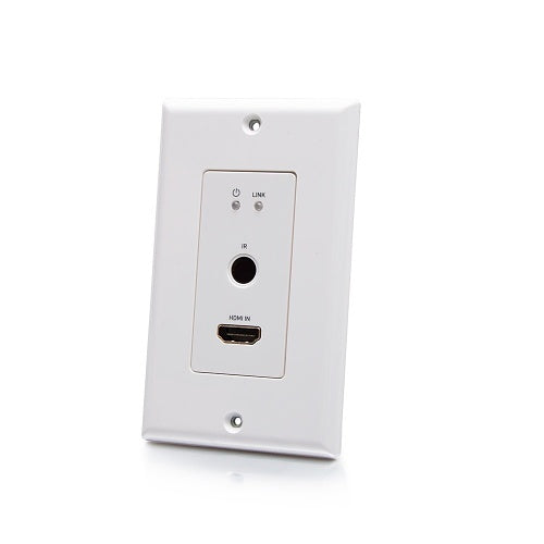 C2G C2G30021 HDMI HDBaseT RS232 and IR over CAT Extender Single Gang Wall Plate Transmitter, 4K 60Hz, White