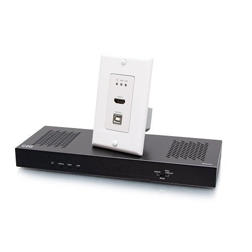 C2G C2G30024 HDMI HDBaseT USB-B and RS232 over Cat Extender Single Gang Wall Plate Transmitter to Box Receiver, 4K 60Hz, Commercial