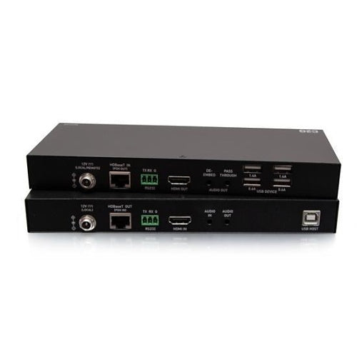 C2G C2G31013 HDMI HDBaseT + 3.5mm, USB-B to A, and RS232 Over Cat Extender Box Transmitter to Box Receiver, 4K 60Hz