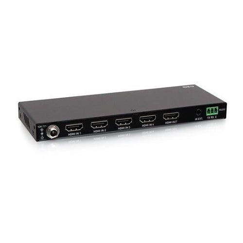 C2G C2G41604 4-Port HDMI Switch, 4K 60Hz, HDMI 2.0, HDCP 2.2, IR Remote, Black