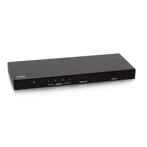 C2G C2G41604 4-Port HDMI Switch, 4K 60Hz, HDMI 2.0, HDCP 2.2, IR Remote, Black