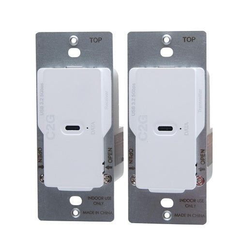 C2G C2G54268 Superbooster 1-Port USB Over CAT6a Wall Plate to Wall Plate Extender Kit, USB 3.2 Gen1
