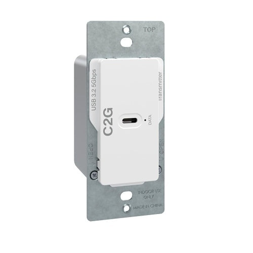 C2G C2G54269 Superbooster 1-Port USB over Cat6a Wall Plate to 4-Port USB-Box Extender Kit, USB 3.2 Gen1, 5Gbps