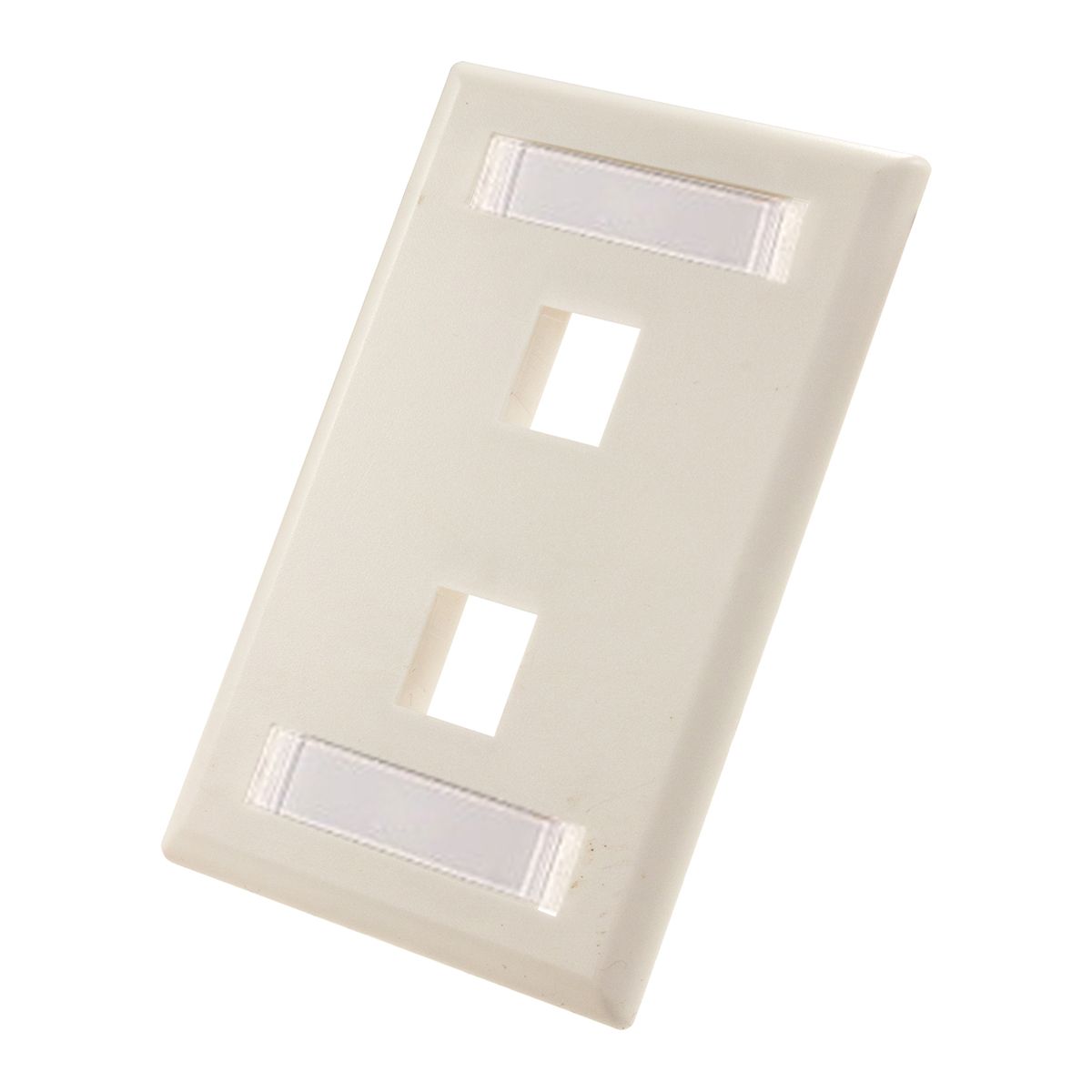 Wall Plate With ID Window, 2-Port, White