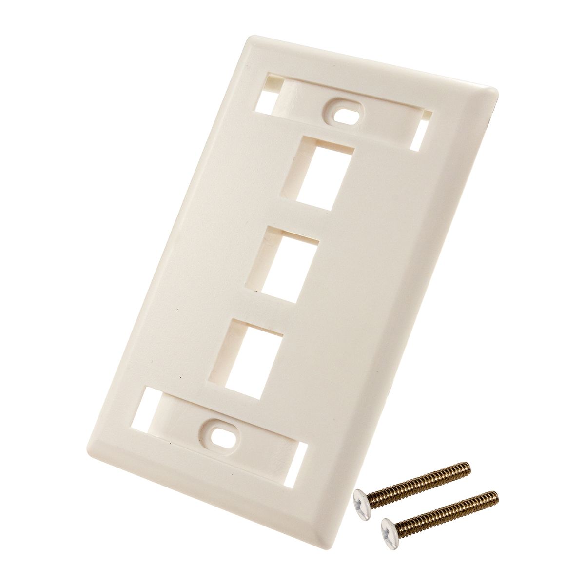 Wall Plate With ID Window, 3-Port, White