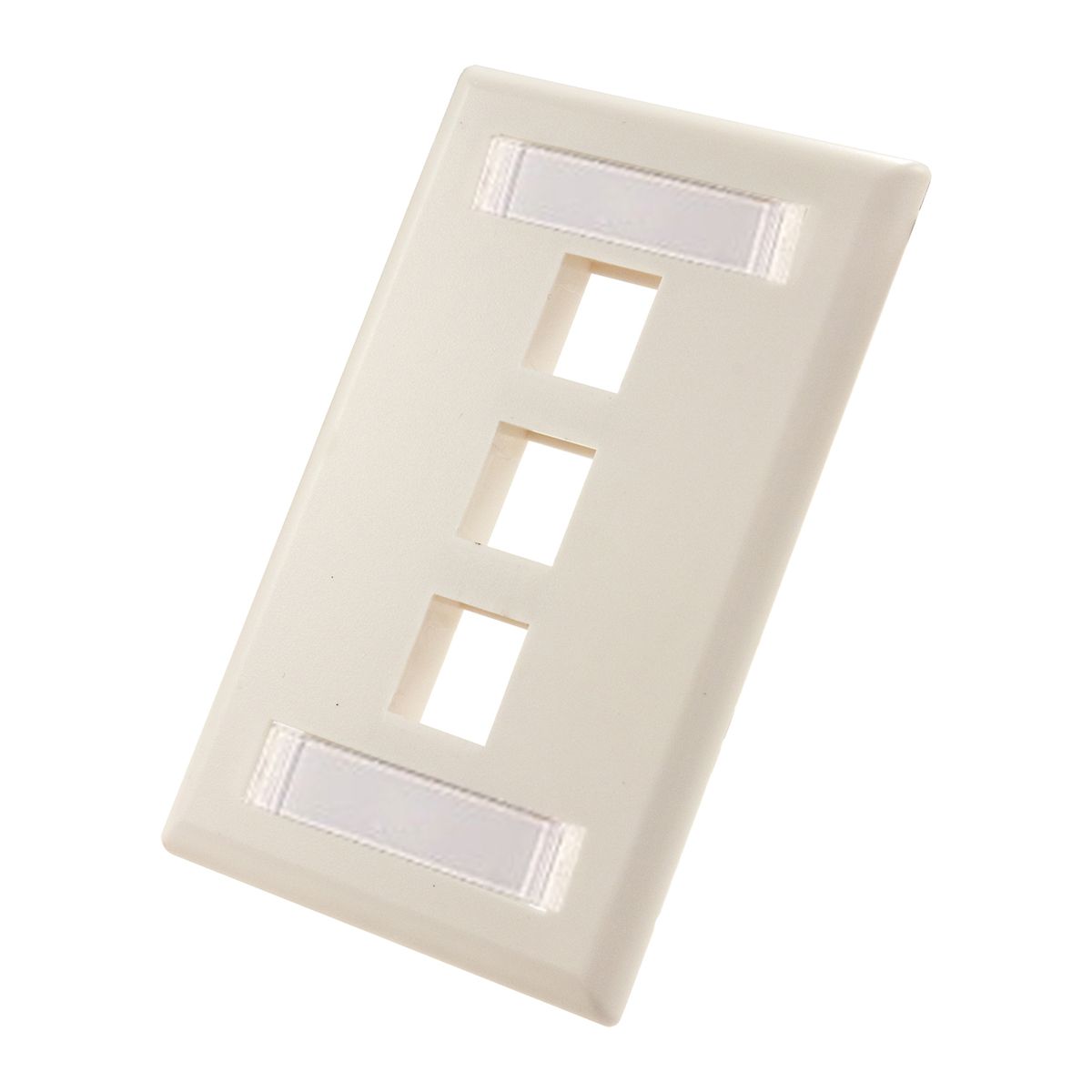 Wall Plate With ID Window, 3-Port, White